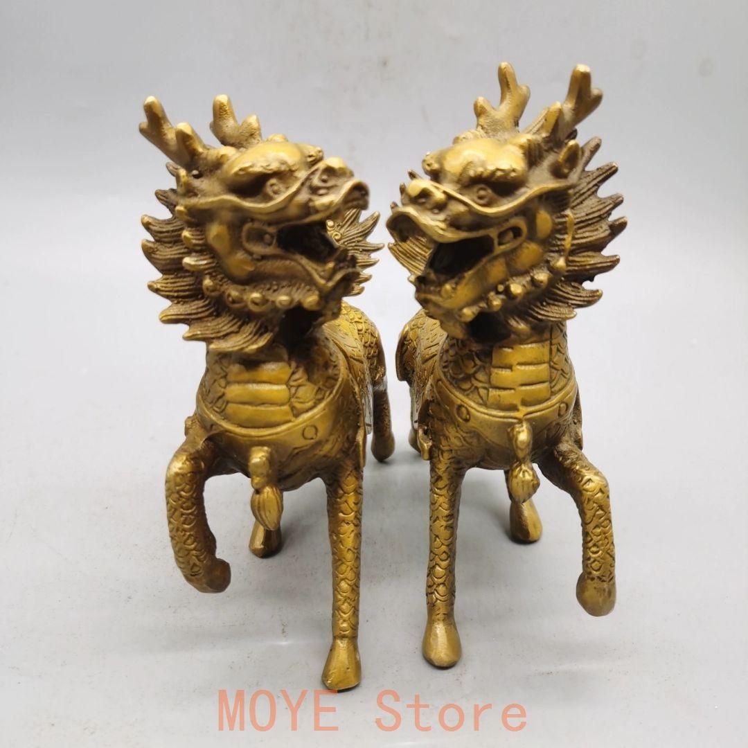 銅器 麒麟 鎮宅 辟邪 開運 風水 招財 置物 装飾品 工芸品zw0829 【公式 