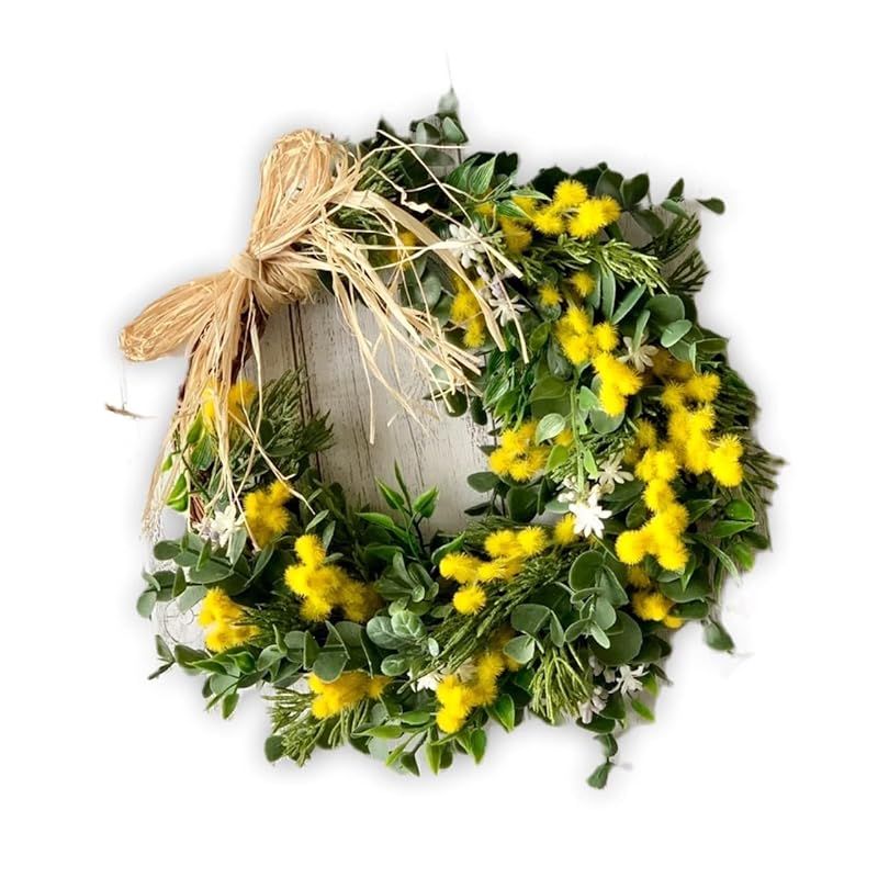 Lulu s ルルズ ミモザの春リース アーティフィシャルフラワー ナチュラルリース サイズ ｗ25cm×H25cm×7cm ミモザの春リース Lulu s-2096 0