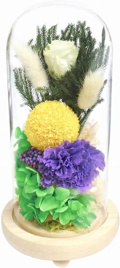 プリザーブドフラワー仏花 お供え花 お仏壇用 ガラスドームアレンジメント 光莉（ひかり） 仏花 お彼岸 お盆 初盆 仏壇 お悔やみ