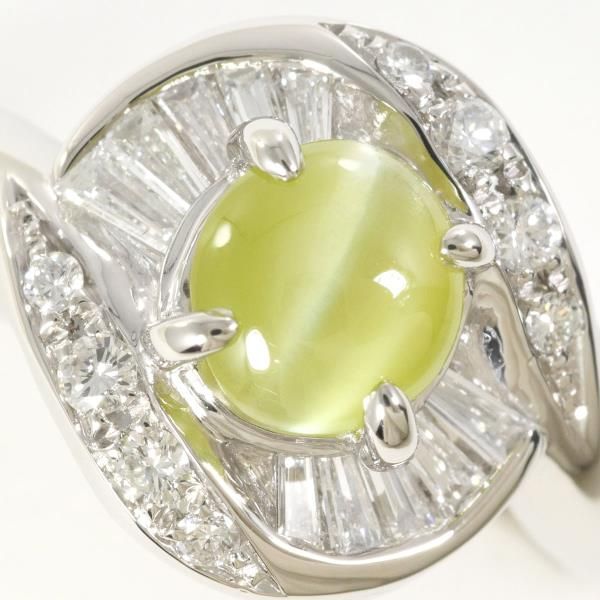 Pt900 クリソベリルキャッツアイ5.53ct 他総0.39ct リング クリソベリルキャッツアイ ダイヤモンドリング CE 0.85ct D 0.43