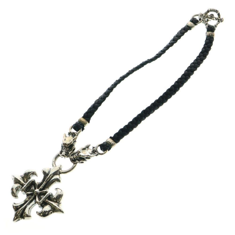Travis Walker トラヴィスワーカー PLUS WITH 2 GARGOYLES WITH BRAIDED LEATHER プラス クロス 2ガーゴイルズ ブレイデッドレザー ネックレス シルバー