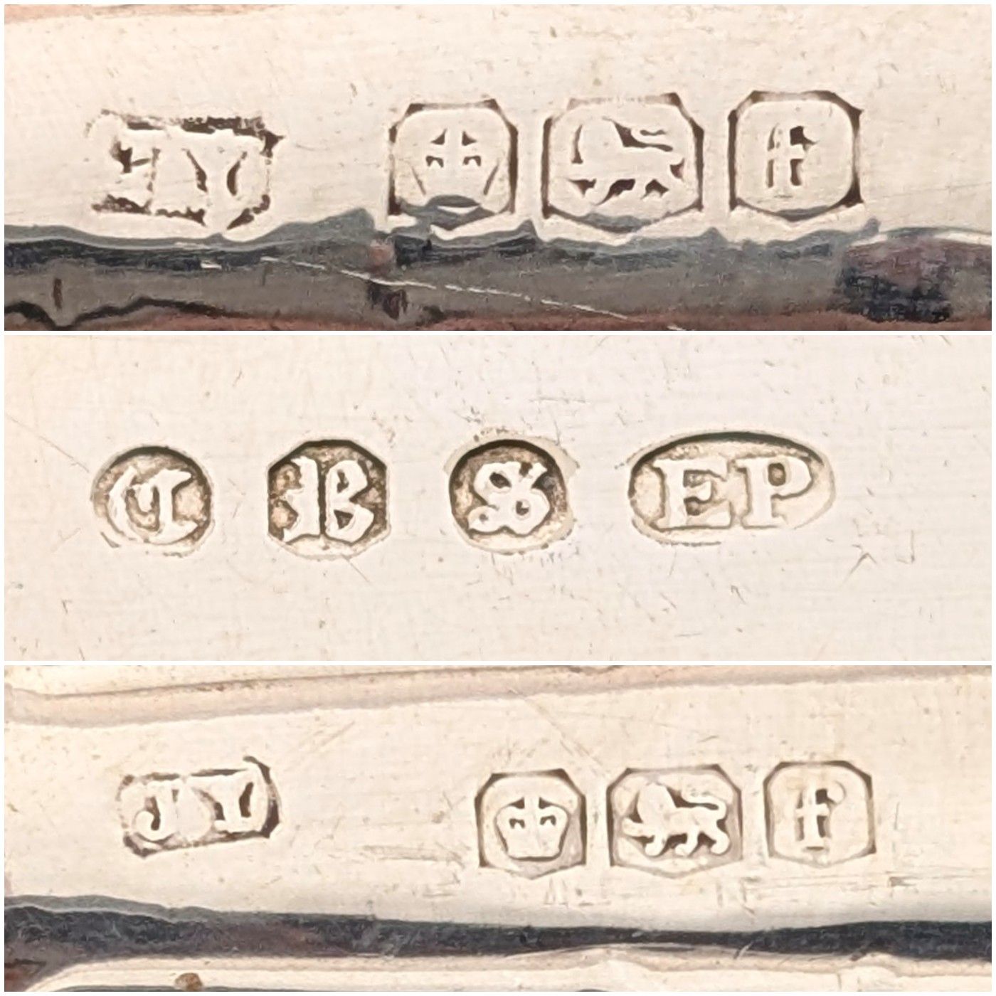 1923年 英国アンティーク 純銀ハンドル デザートカトラリー5ペア Yates Brothers 木箱入り 1923年 英国アンティーク 純銀ハンドル デザートカトラリー5ペア