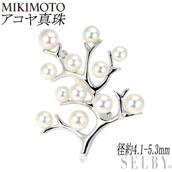 ミキモト 5.3-6.7mm アコヤ真珠 13珠 ブローチ M刻印 ケース付き MIKIMOTO【ミキモト】K18アコヤパールブローチ (NO.61644-B