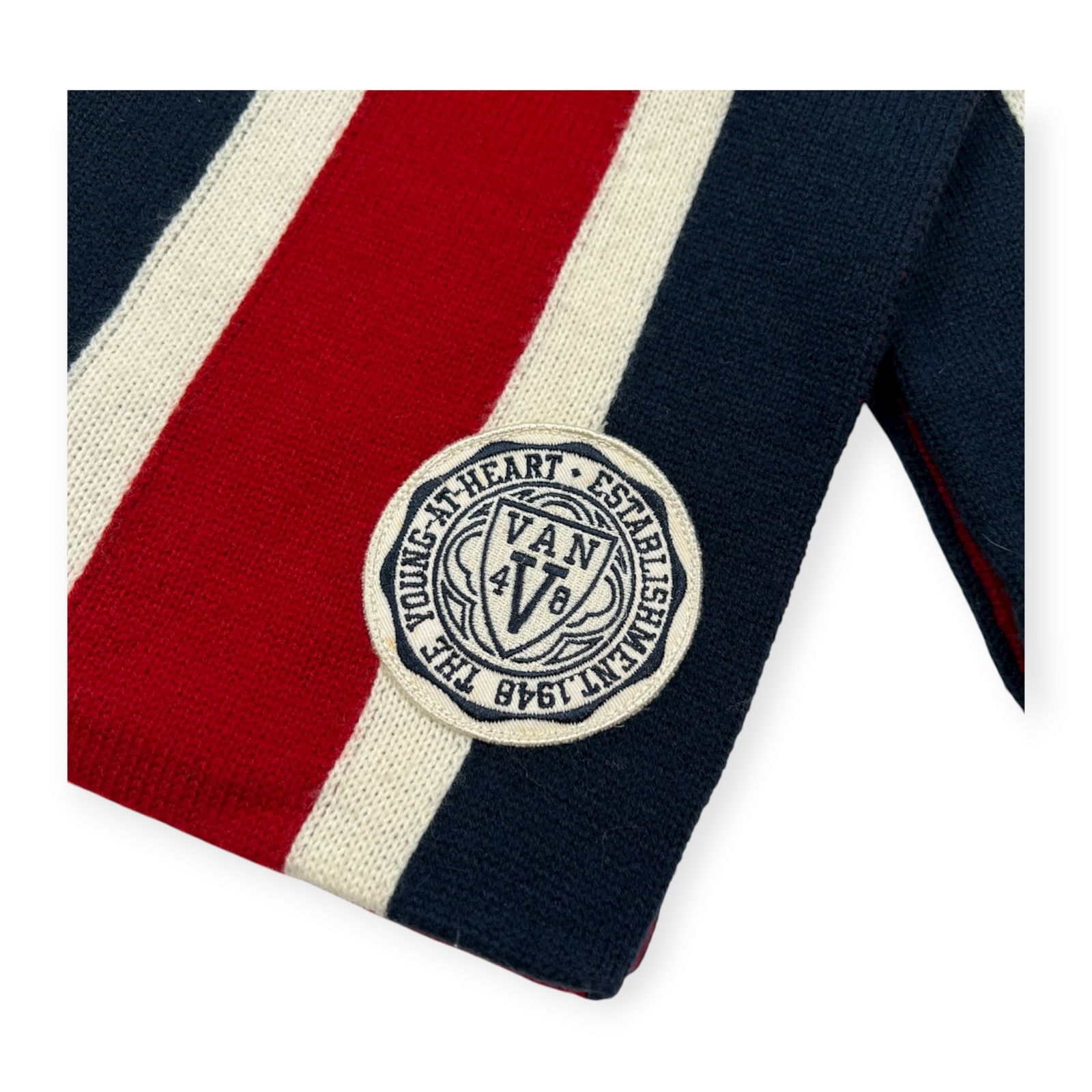 VAN JAC ヴァンヂャケット ワッペン付き スクール マフラー /レッド