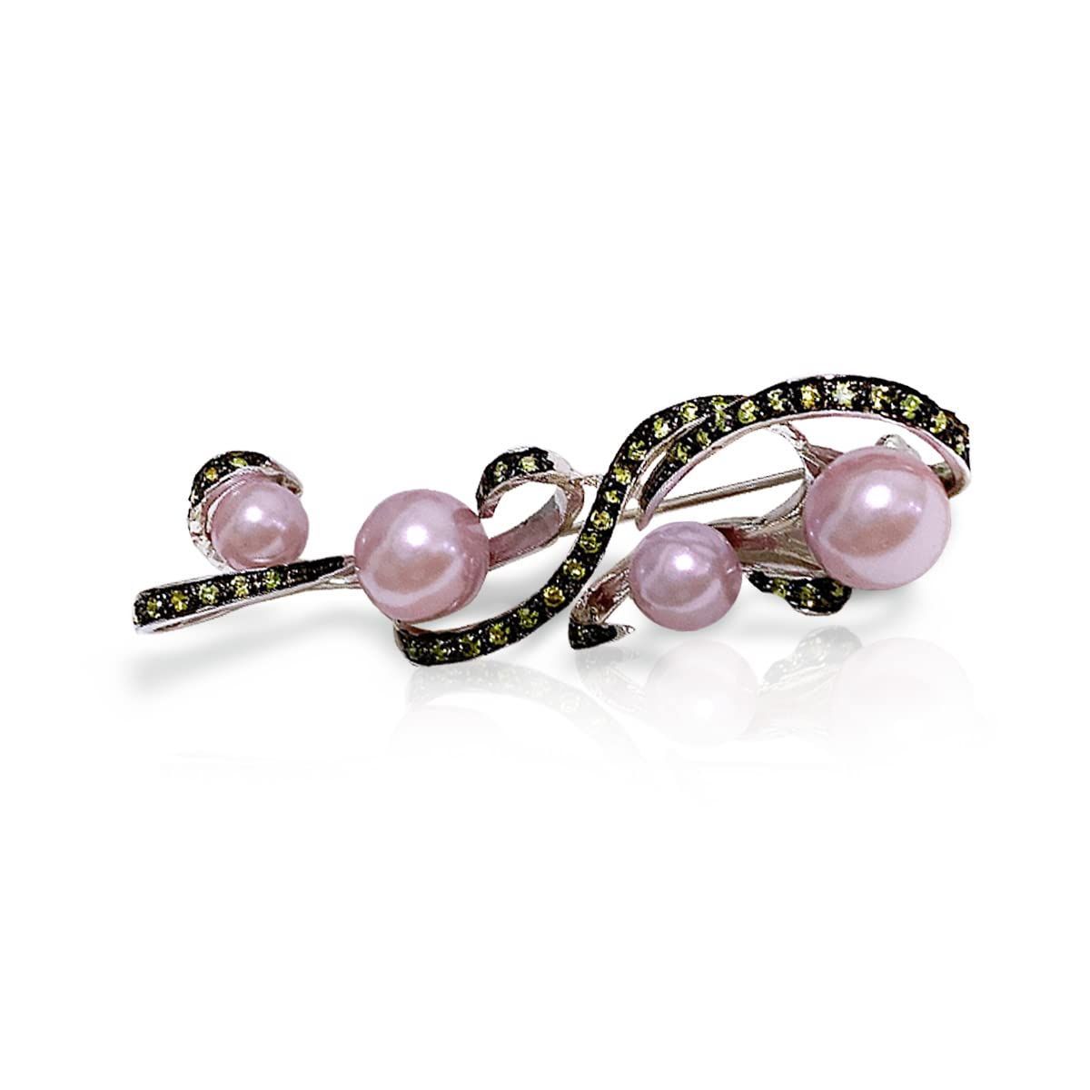 数量 パープル BC80046 ロジウムメッキ エレガント パールブローチ LAVINA