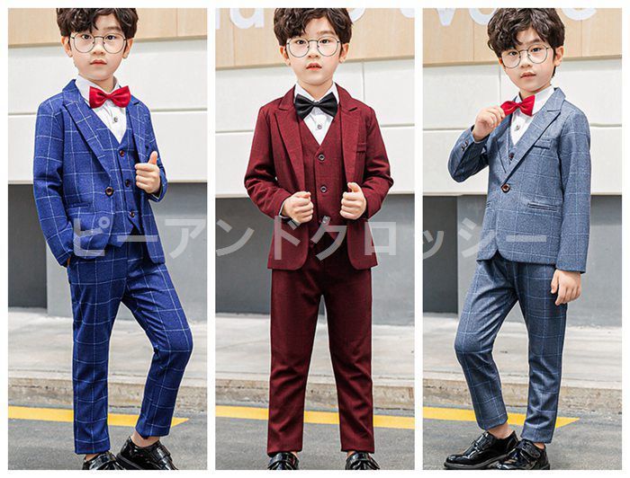 子供スーツ 男の子 スーツセット おしゃれ チェック柄 5点セット 発表会 結婚式 卒業式 子供服 フォーマル 入園 キッズ 入学式 卒園式 nee4j104881