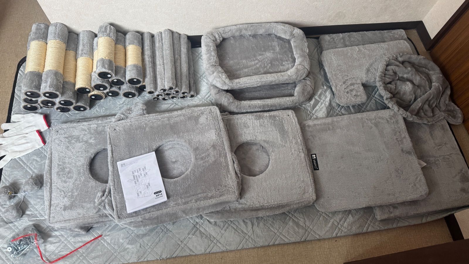 Mwpo キャットタワー 安定感 大型 派手 巨大猫ハウス お城 爪とぎ おもちゃ ねこ 猫 ネコ 多頭飼い 麻紐 子猫 シニア 178CM ライトグレー 814B