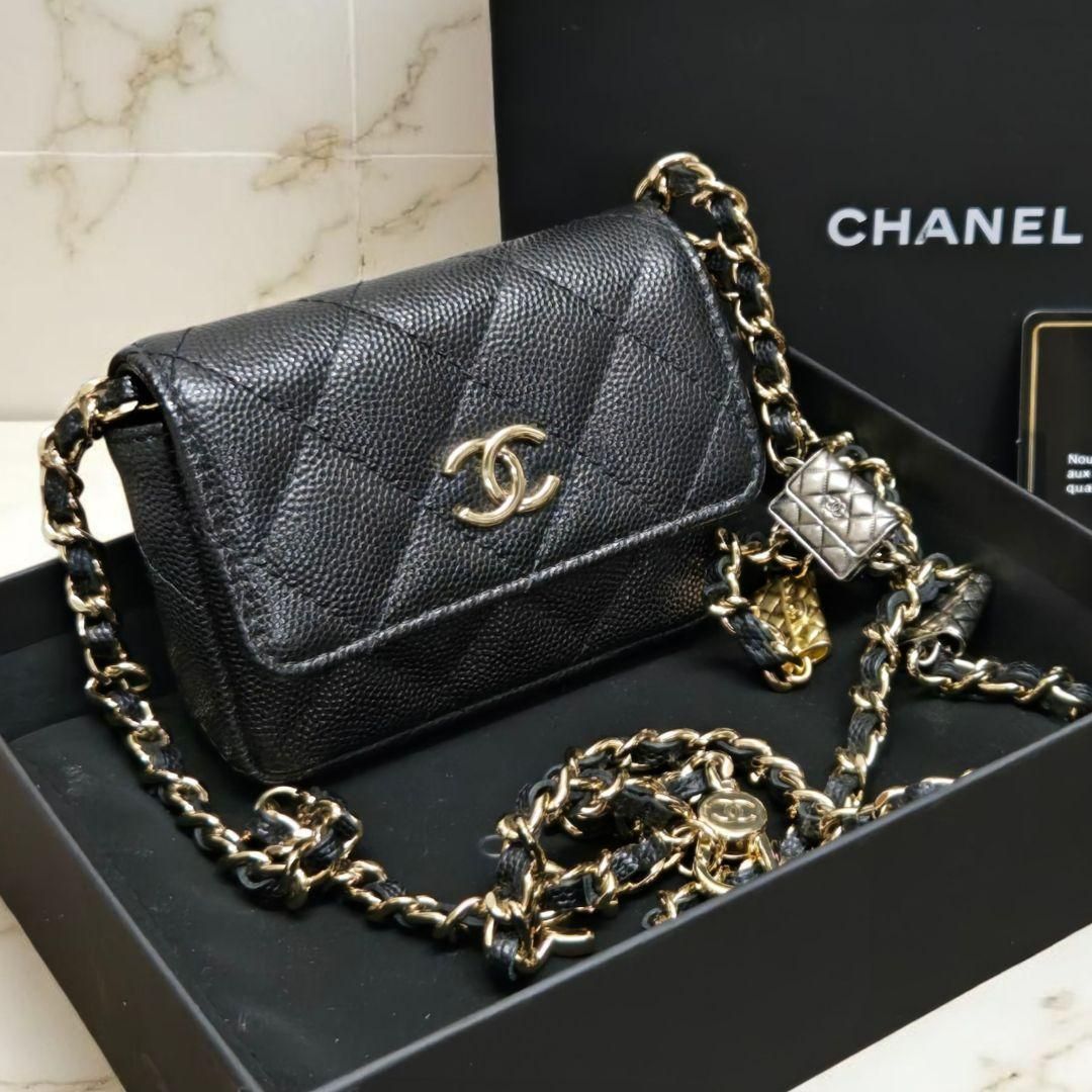 シャネル ミニミニマトラッセ キャビアスキン チェーン ウエストポーチ