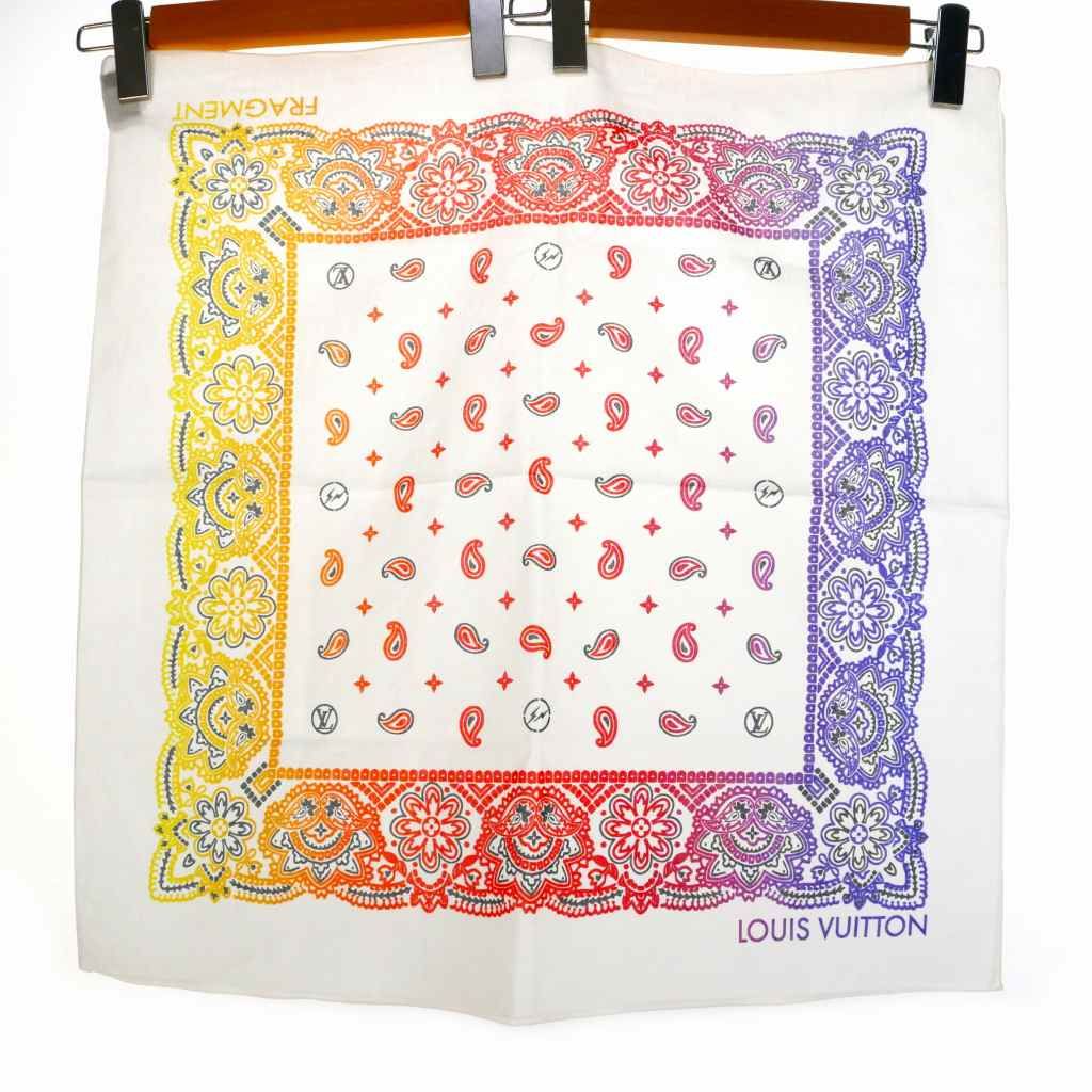 ルイヴィトン LOUIS VUITTON × フラグメントデザイン FRAGMENT DESIGN スカーフ バンダナ ホワイト 白 M73745