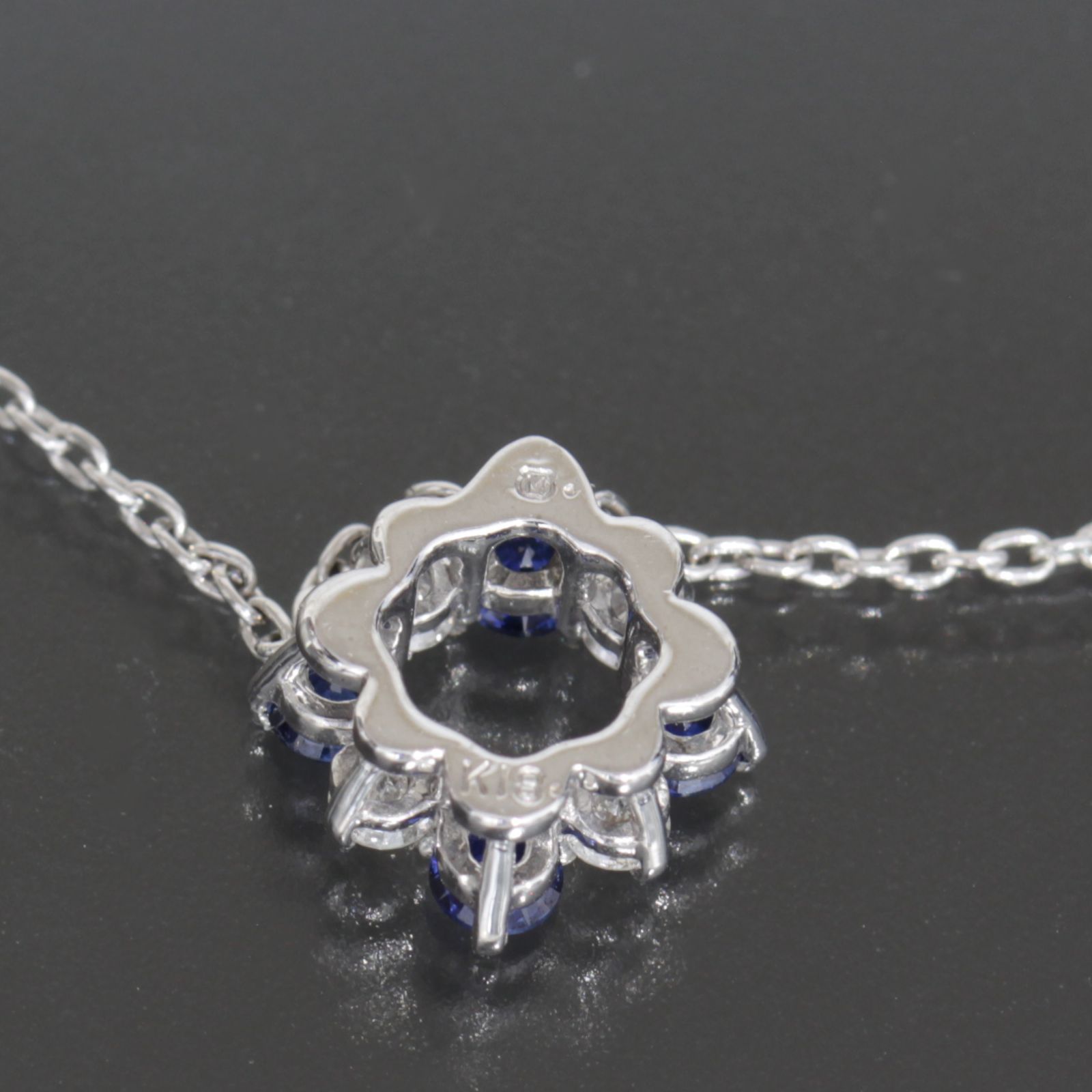 ミキモト MIKIMOTO サファイア ダイヤ ネックレス 43cm K18WG 2.7g 