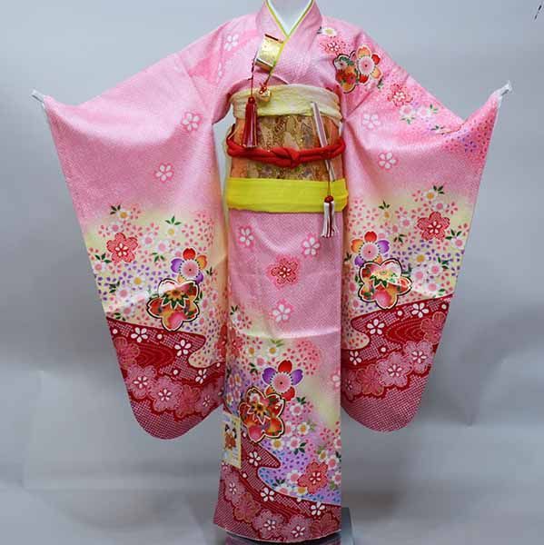 七五三☆着物☆フルセット☆着物フルセット☆女の子☆７歳☆白生地☆陽気な天使 七五三 7歳 四つ身着物フルセット「白地 梅菊に松」女の子 7才