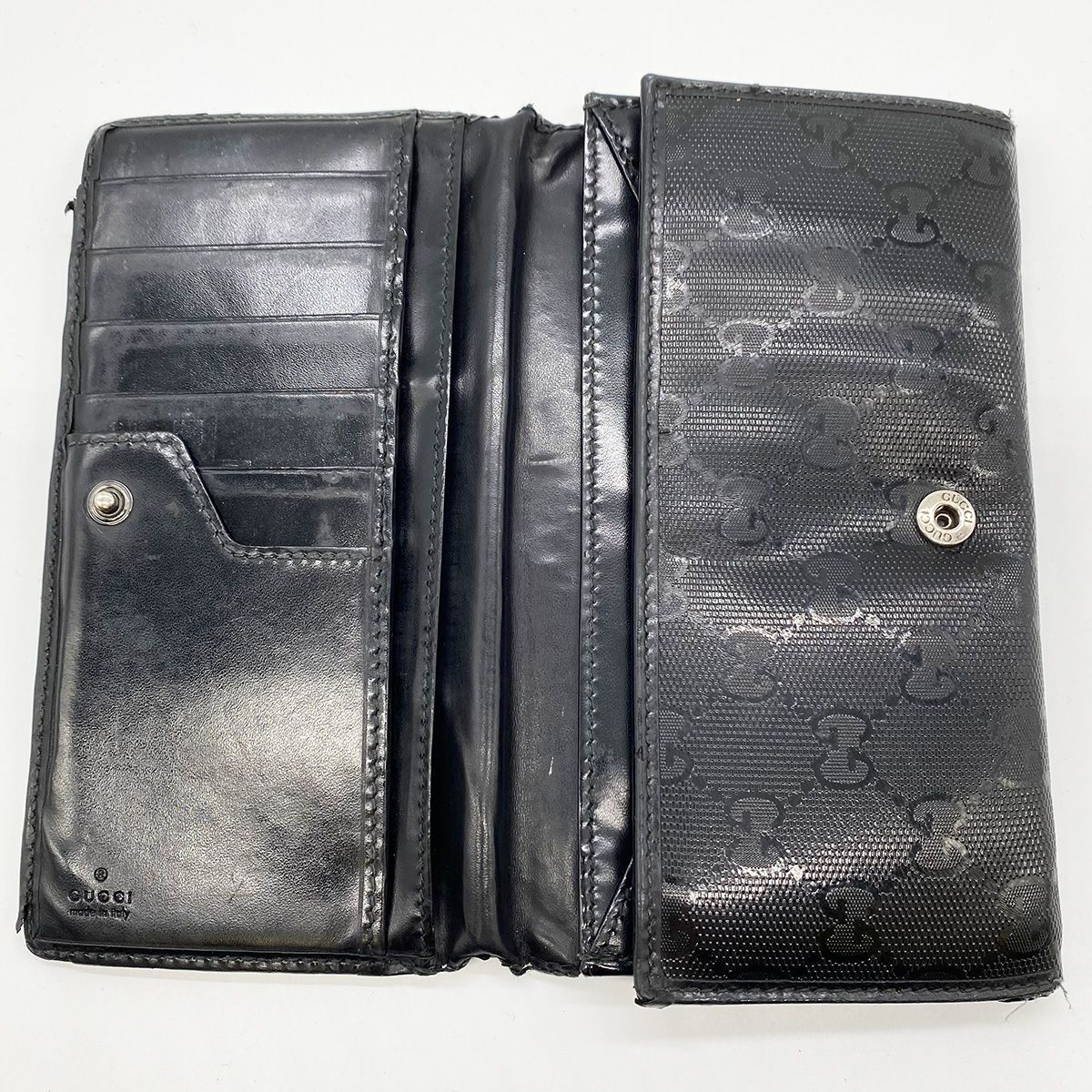 ジャンク品 GUCCI グッチ 245908 長財布 ブラック GGインプリメ 黒
