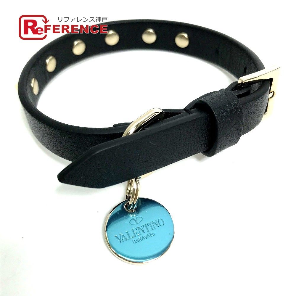 未使用 VALENTINO レザー 犬 首輪 VALENTINO ヴァレンティノ 首輪 ロックスタッズ ペットカラー