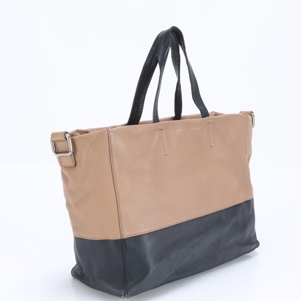 CELINE ホリゾンタルカバ トートバッグ ブラック レザー