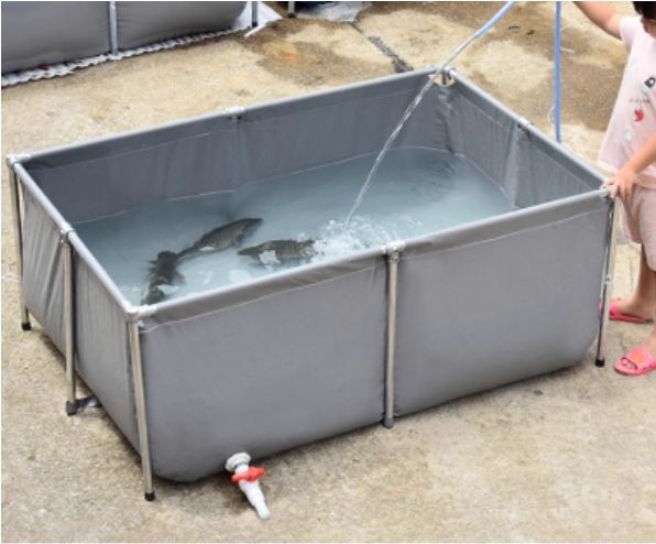 帆布の魚池 厚手でスタンド付き ベランダ用家庭養殖水槽1x1m