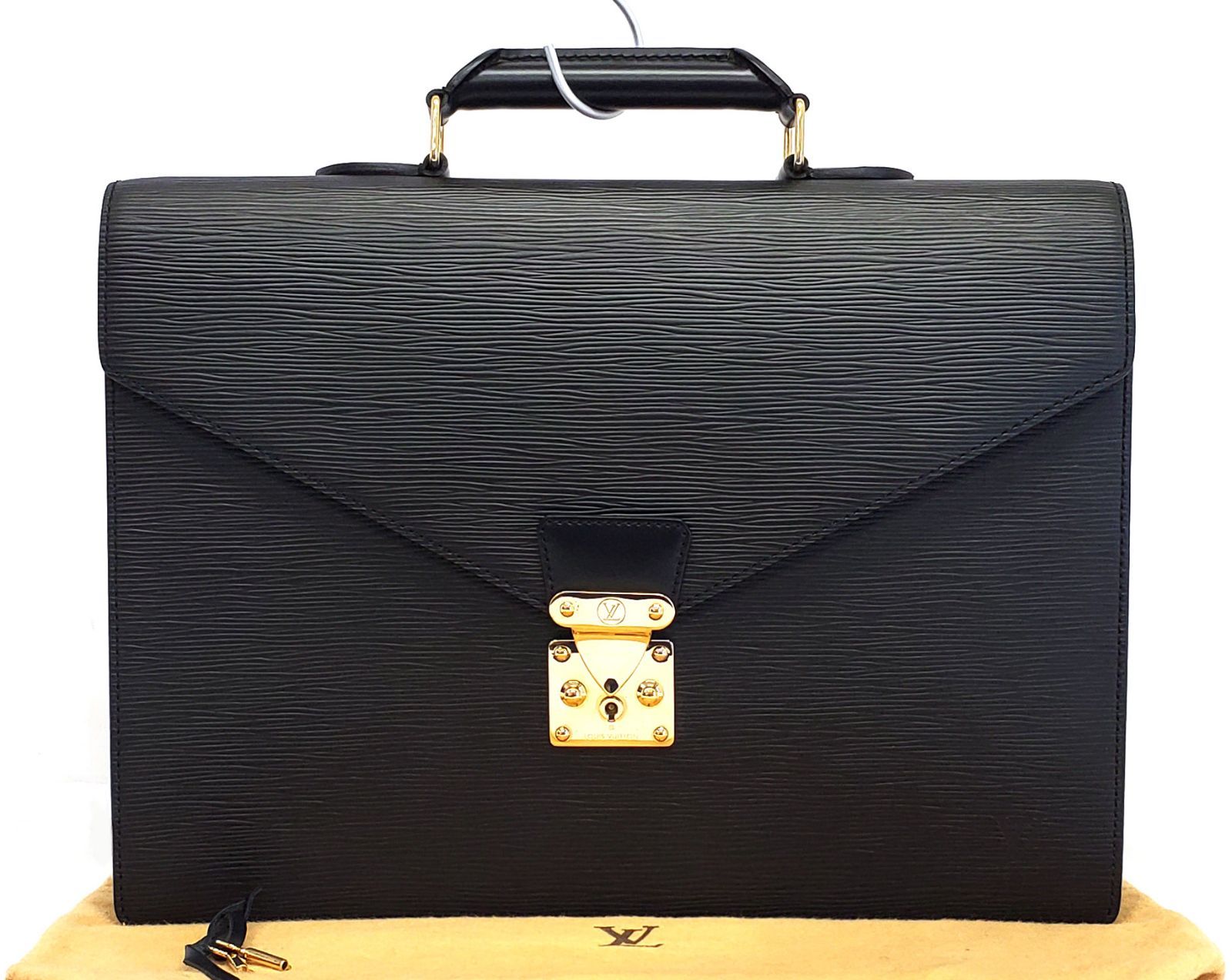 D2546◆ ルイヴィトン エピ コンセイエ M54422 ブリーフケース◆ベタつき無 ビジネス ハンドバッグ 書類かばん ブラック 黒