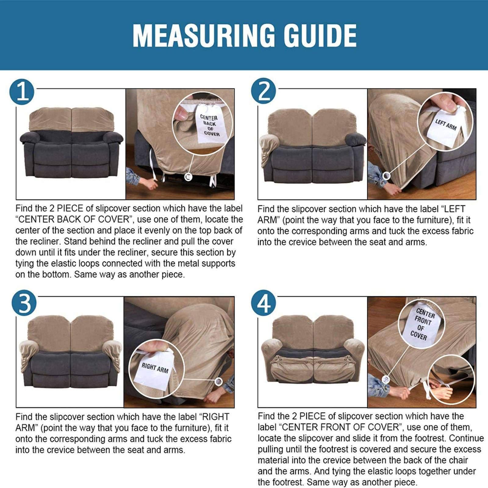 サイドポケッ 電動 付 リクライニングチェア ソファーカバー 6-分割タイプ 滑り止め 2人掛け ソファーカバー リクライニングソファーカバー に適用する ベルベット 子 ストレッチ ペット-トープ-2人掛け