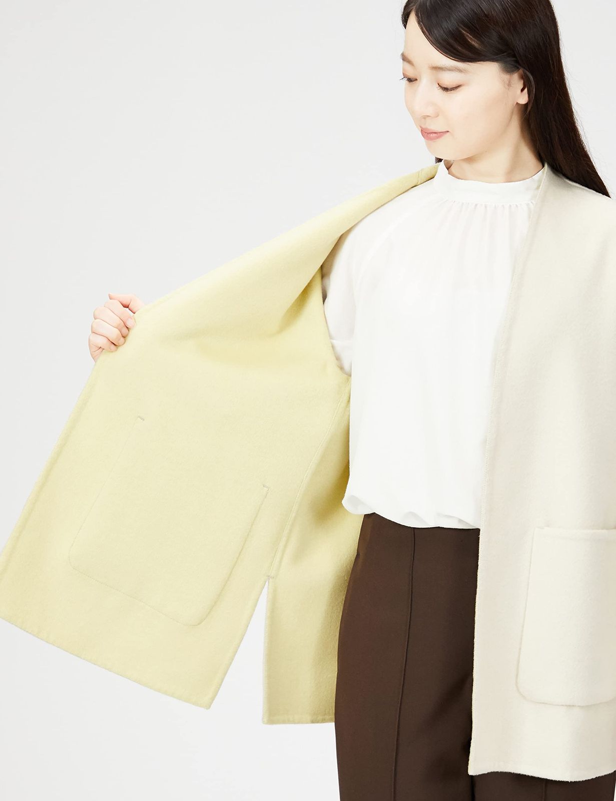 Ｖネックハーフリバーコート レディース