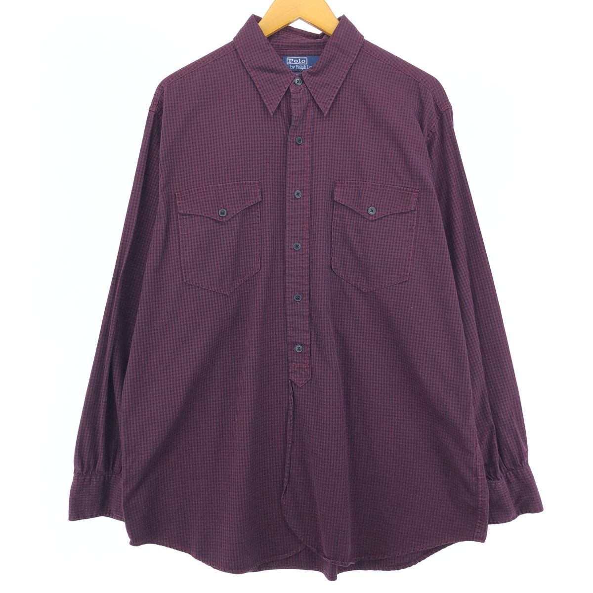 古着 ラルフローレン Ralph Lauren POLO by Ralph Lauren WOODSMAN WORKSHIRT 長袖 コットンチェックシャツ メンズL相当/eaa485838