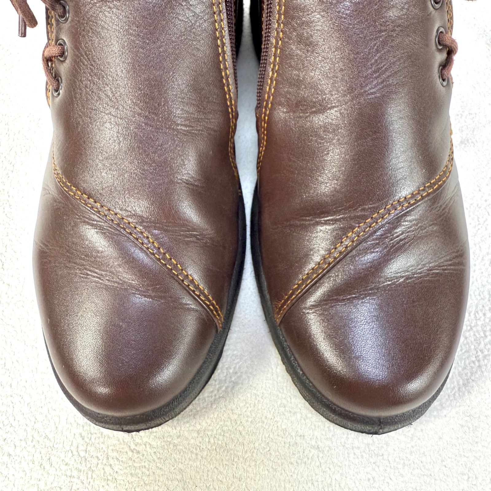 ECCO ブラウンショートブーツ 美品✨エコー サイドジップ ショート ブーツ レザー ブラウン