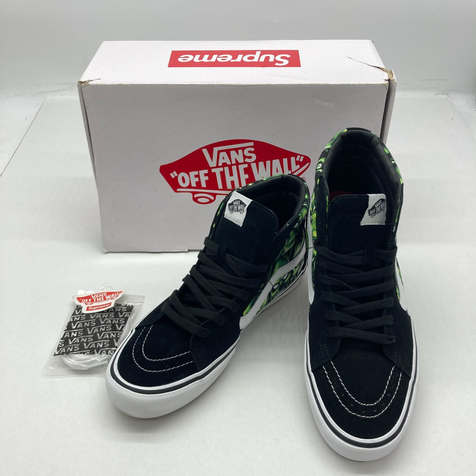 04ｍ2009∞ Vans Sk8-Hi Supreme バンズ スケートハイ シュプリーム VN000VHG3FW スカル パイル グリーン  28.5ｃｍ スケートボードシューズ 箱、替え紐あり 中古品