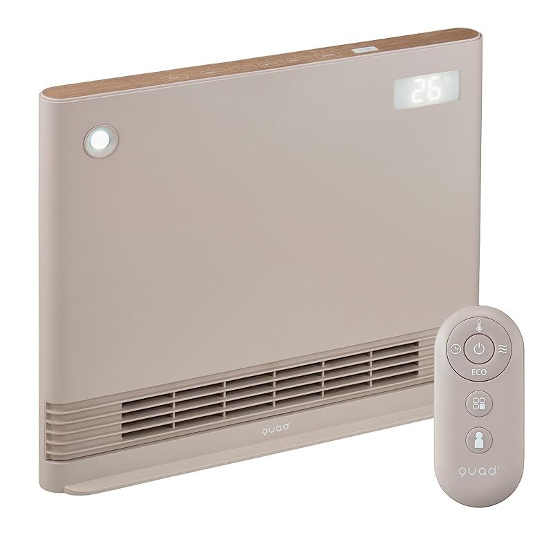 QUADS クワッズ 薄型 省エネ セラミックヒーター ワイド スポット暖房 1200W 大風量 室温設定 リモコン付き スリム 光る 人感センサー タイマー エコ 速暖 電気ヒーター 電気ストーブ 木目 WIDE ENA HEAT ワイドエナ 0