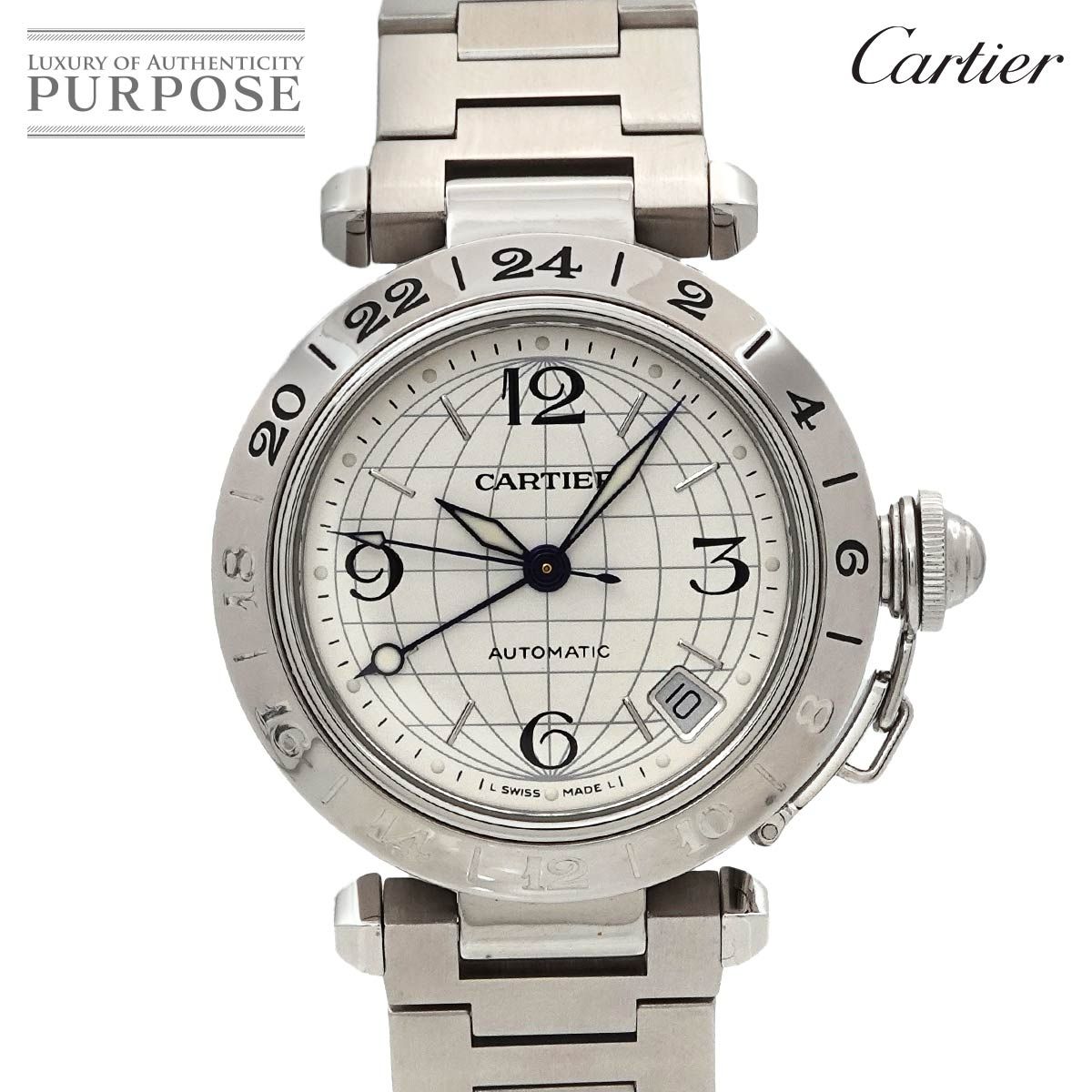 カルティエ Cartier パシャC メリディアン GMT W31078M7 ボーイズ 腕時計 デイト シルバー オートマ 自動巻き PashaC 90295730