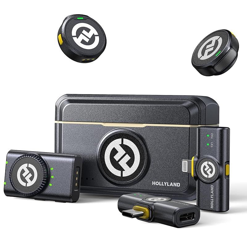 Hollyland DGP Mobile 2025金賞 晋遊舎家電批判A評価 Lark M2 Combo -ワイヤレスマイク-ピンマイク-軽量9g-48Khz|24Bit-Lightingシリーズ|USB Type-C|カメラ対応-300m転送距離-V 1