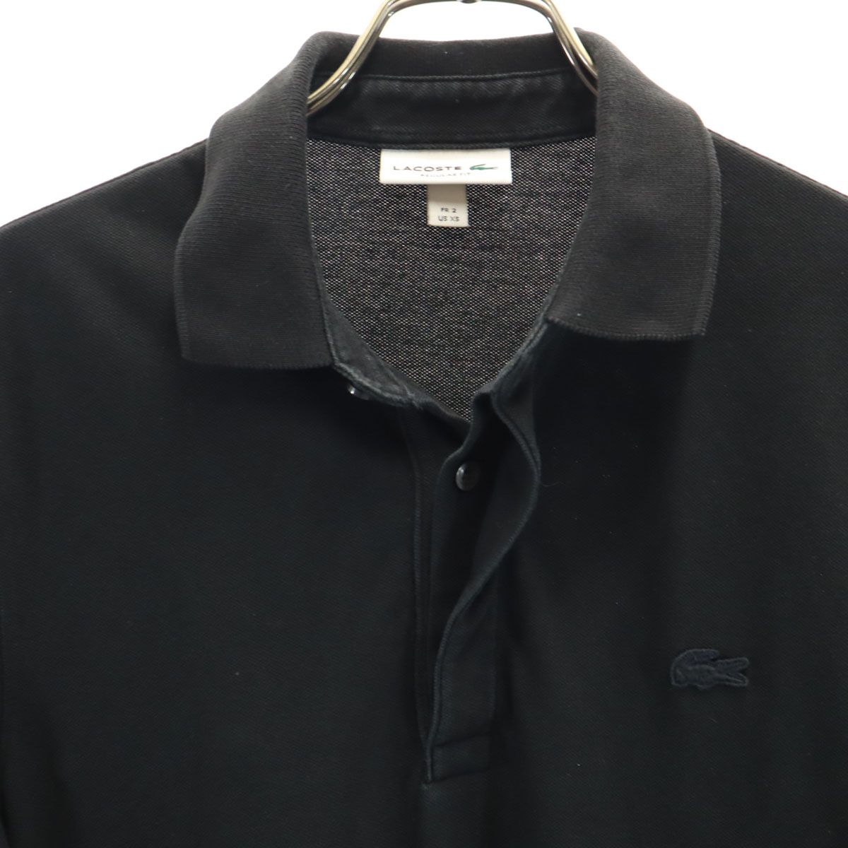 LACOSTE ラコステ 半袖 ポロシャツ XS ブラック 鹿の子 メンズ 古着 