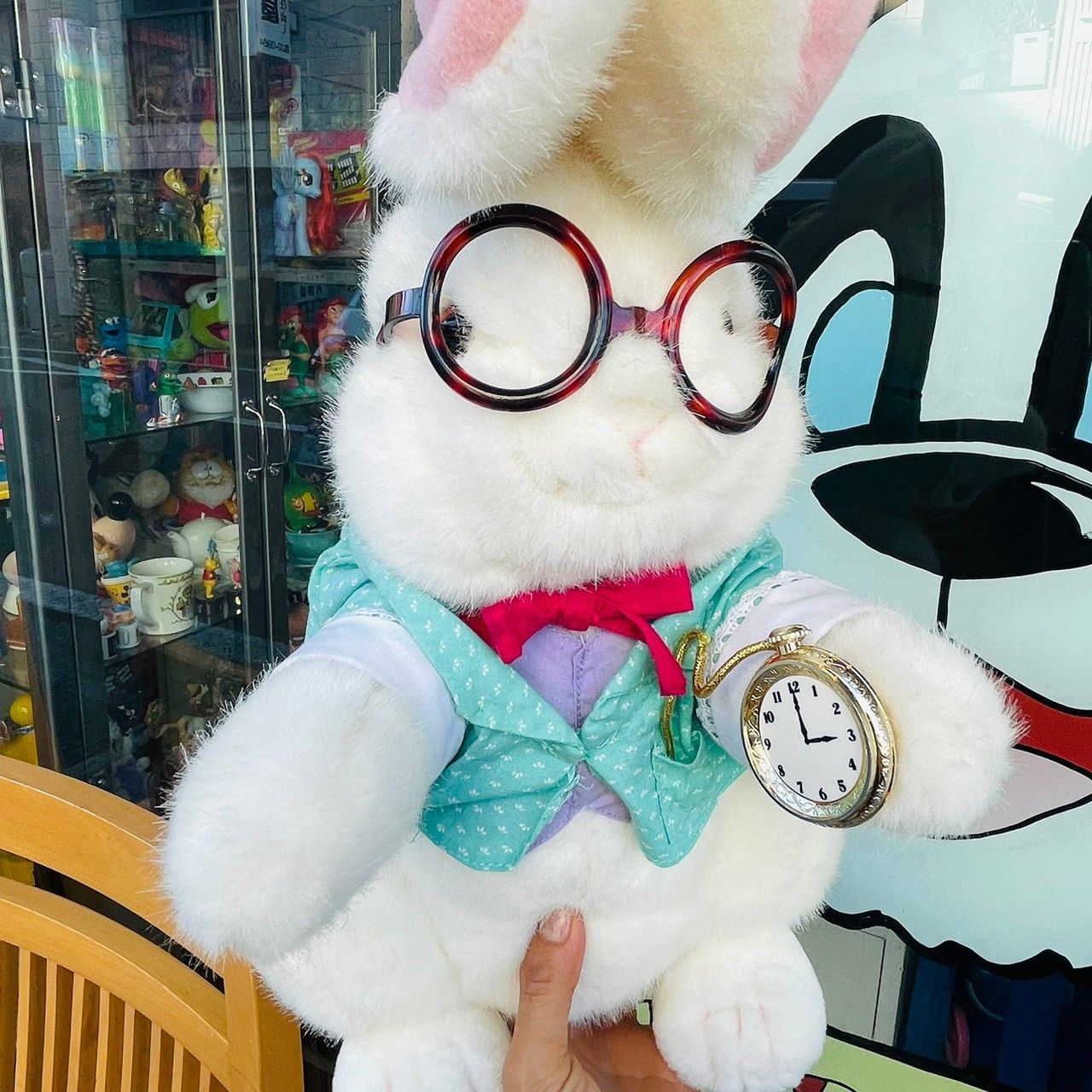 90s 白うさぎ プラッシュドール 不思議の国のアリス シック/White Rabbit Watch Alice In Wonderland  Plush Stuffed Animal Toy