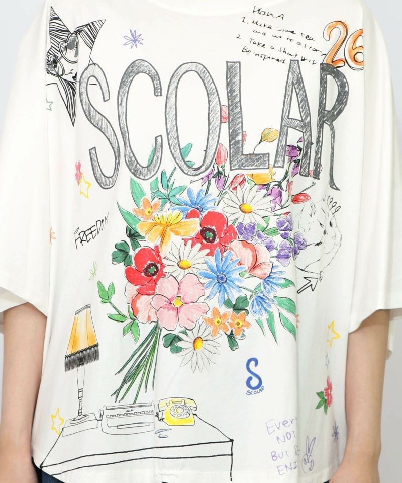 ScoLar（スカラー）スカラーロゴ花束柄 接触冷感プルオーバー
