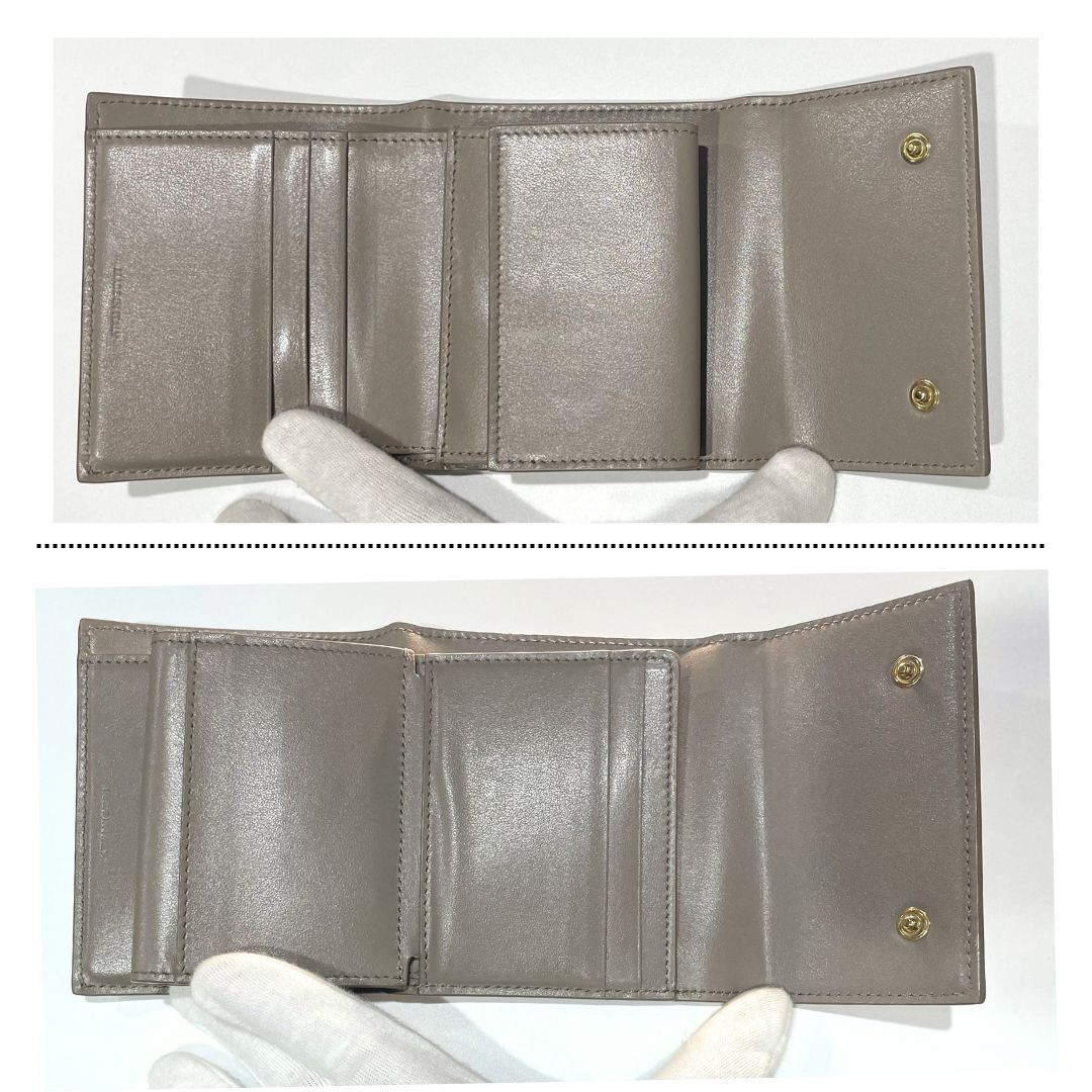 セリーヌ 折り財布 スモール トリフォールド ウォレット ロゴ型押し グレー CELINE】スモール トリフォールドウォレット 16（セーズ）財布