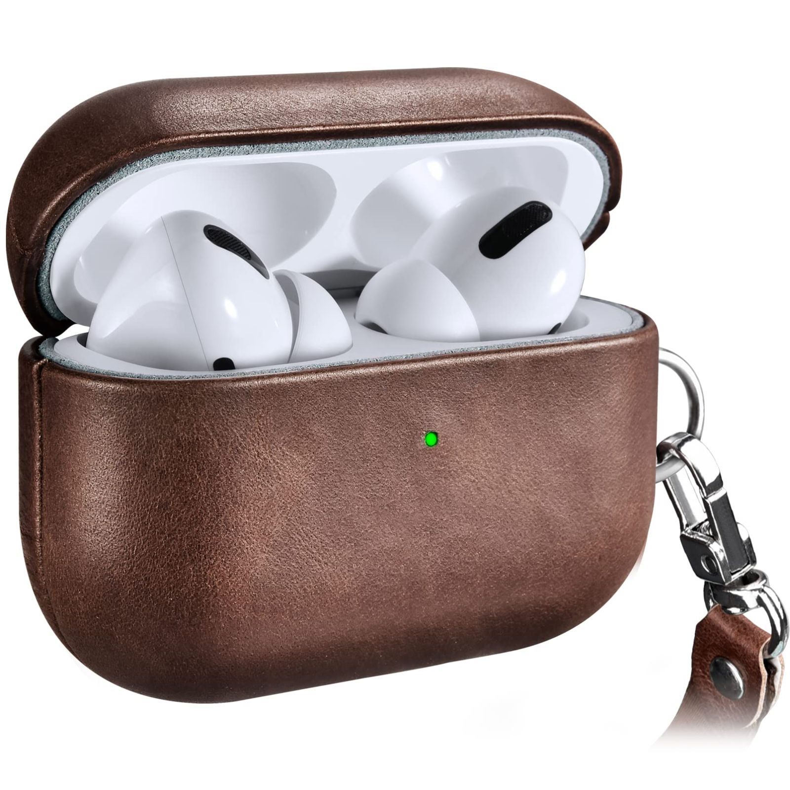 カバー レザーケース エアーポッズプロケース 分離式 Pro 全面保護 AirPods 落下防止 耐衝撃 AirPods 紛失防止 装着充電可能 for 充電便利 for LEDライト可視 ワイヤレス充電対応 Pro（2019年10月発売専用）EUKUS 持ち