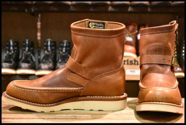 9E 黒タグ Chippewa チペワ ハイランダーショートモックエンジニア 97876 7インチハイト タン オイルドレザー ブーツ HOPESMORE FE505