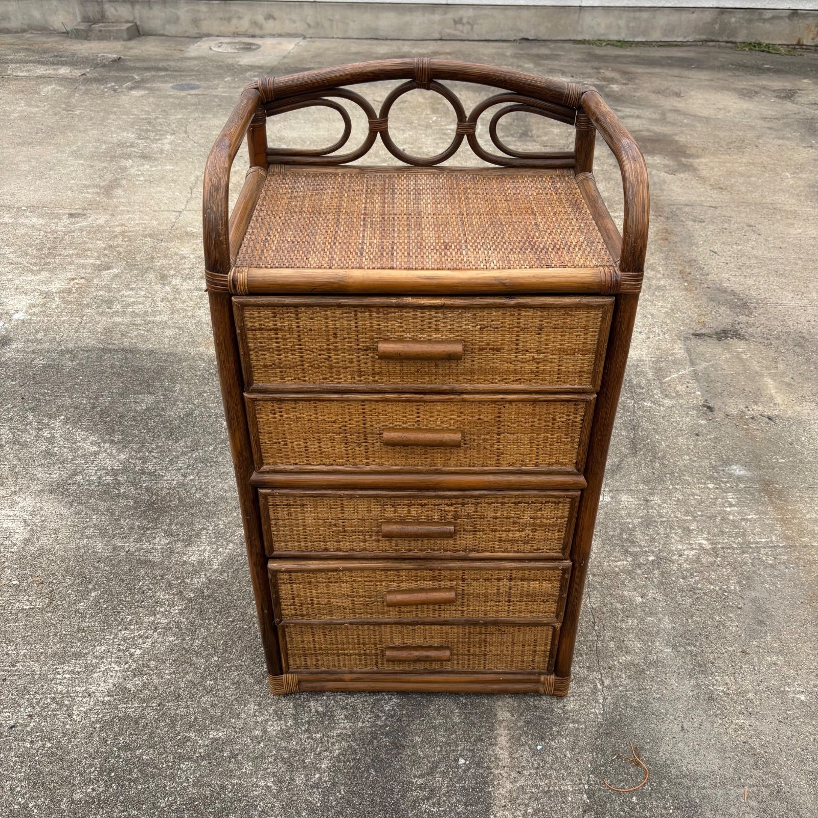 ラタン キャビネット ヴィンテージ ビンテージ 家具 オールドラタン 昭和レトロ チェスト 藤 ヴィンテージ ビンテージ カウンター 茶色 収納棚