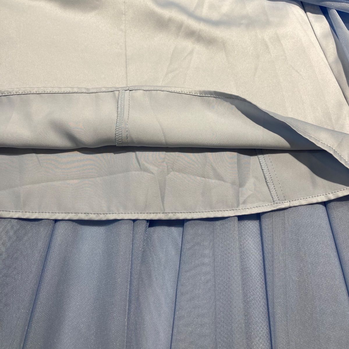 ANAYI アナイ シャイニーチュールマチフ スカート サイズ36 水色 定価 ¥39600円 NO 102517-11-270-61-360 ロング マキシ タック Aライン シースルー レディース 春 ゴーゴー古着マルイ草加店2175 SIROKUMA-CORPORATION_COM