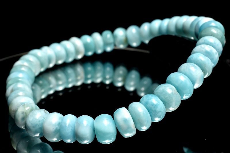 1点物】癒しの波模様！ ラリマー 3.5-5x7mm ボタン ブレスレット