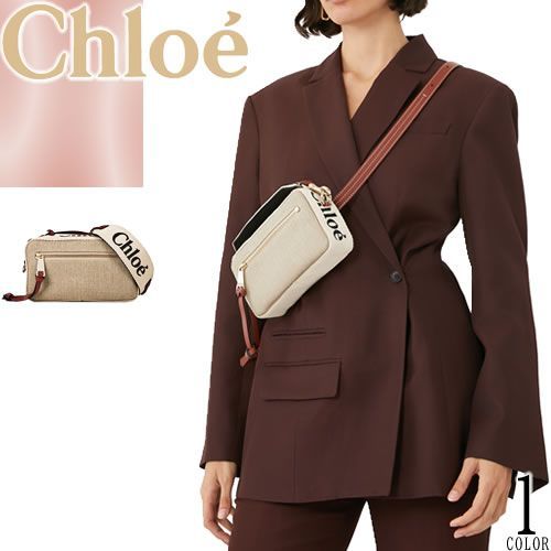 クロエ Chloe バッグ ベルトバッグ ハンドバッグ ボディバッグ ウッディ レディース 3way リネン キャンバス きれいめ かわいい 軽い ブランド 小さめ オシャレ ブラウン WOODY BELT BAG CHC23AS432 L06