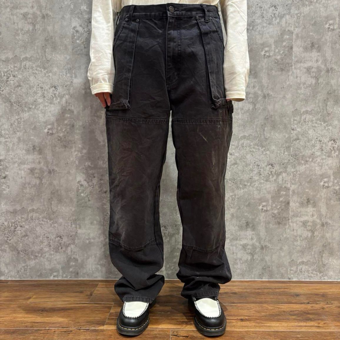 USA古着 Dickies ディッキーズ ダブルニー ペインターパンツ 1939 リンスドブラック ワークパンツ