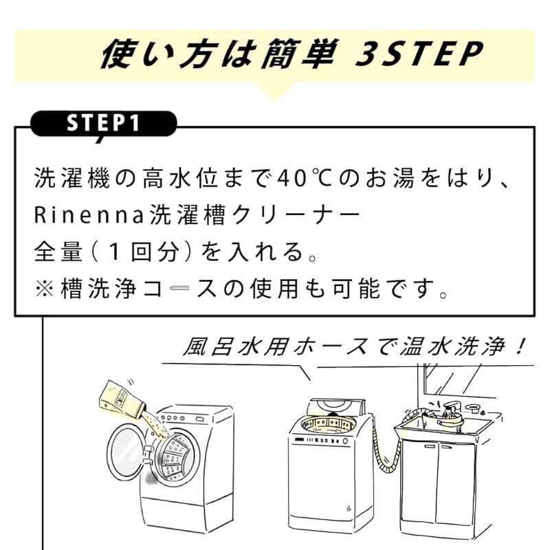  洗濯槽クリーナー Rinenna 3 リネンナ 4袋セット 酸素系 塩素不使用 縦型 ドラム式 二槽式対応 黒カビ 臭いを強力洗浄 1 洗濯槽クリーナー 洗濯用品