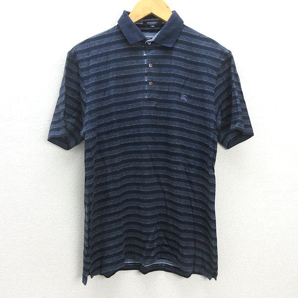 Burberry London  ポロシャツ　ボーダー　タグ付き未使用 G□バーバリー/Burberry LONDON 半袖ポロシャツ/ボーダー柄【M