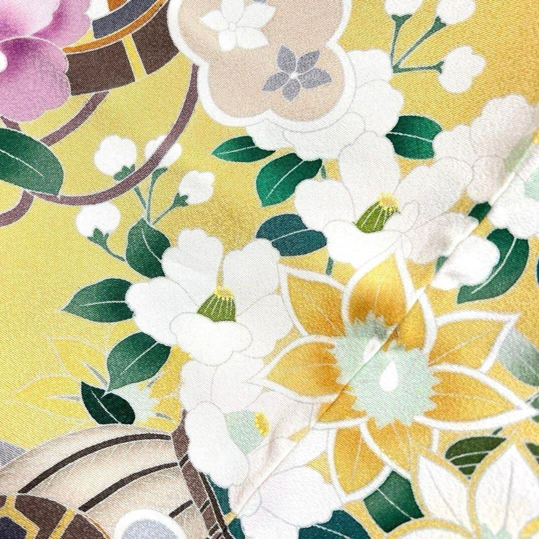 振袖 友禅 花車 牡丹 花模様 成人式 晴れの日 着物 043a p