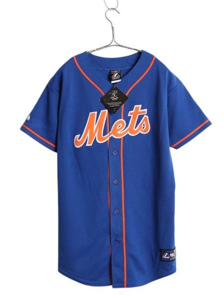なクーポン配布中! メッツ ベースボール シャツ キッズ XL メンズ S 程 MLB オフィシャル マジェスティック 大リーグ ユニフォーム