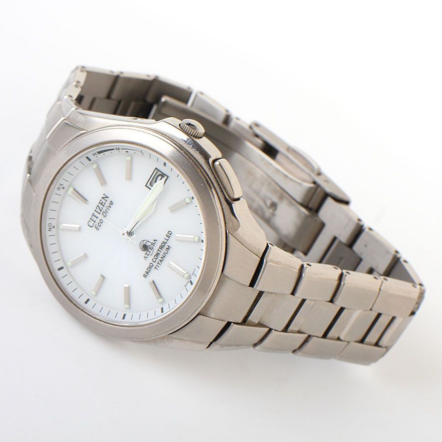 CITIZEN アテッサ　ホワイト 白電波受信稼働中 MOH25123 美品 CITIZEN シチズン ATTESA アテッサ エコドライブ