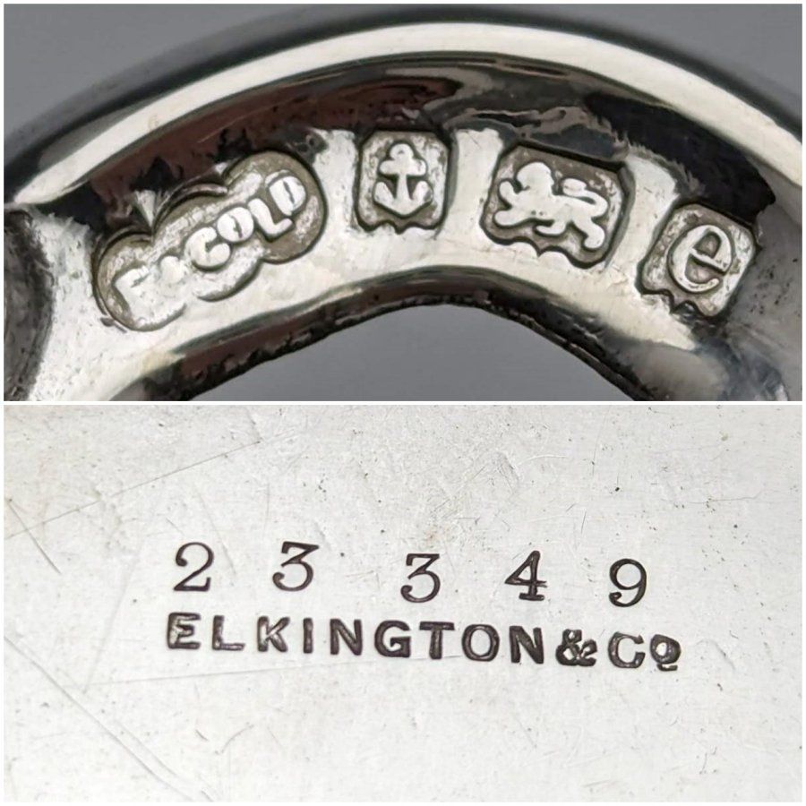 1904年 英国アンティーク 純銀製 ピアス装飾ディッシュ 112g Elkington