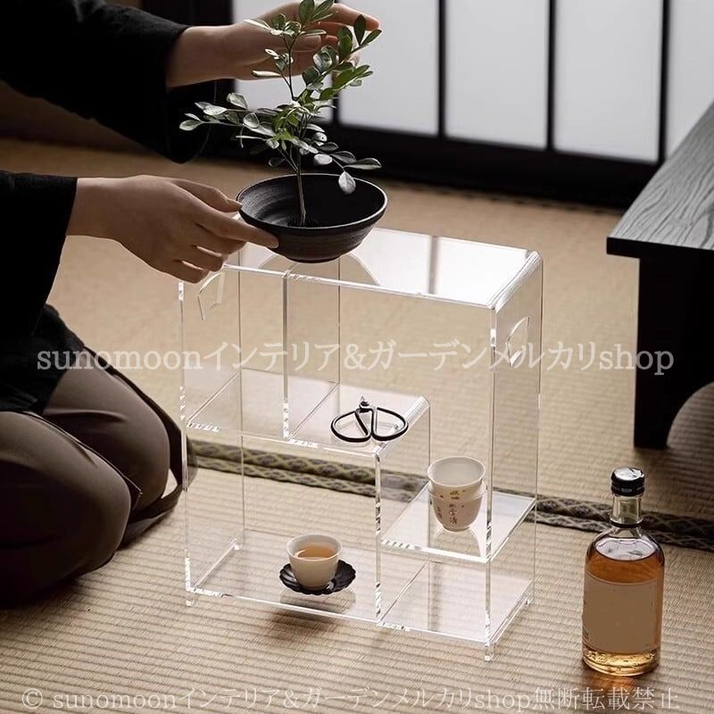 スクエア オープン シェルフ モダン 多用途 クリア おしゃれ かわいい インテリア 北欧 ディスプレイ ラック シンプル 飾り棚 ラグジュアリー