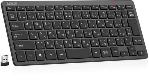 Arteck2.4Gワイヤレスキーボード無線軽量コンパクトメディア機能ホットキーショートカットコンピューター、デスクトップ、PC、ラップトップ、Surface、スマートテレビ、Windows11/10/8/7との交…