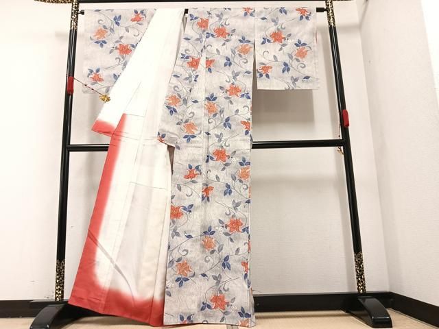 平和屋着物○本場小千谷紬 草花文 正絹 逸品 AAAZ5093ph