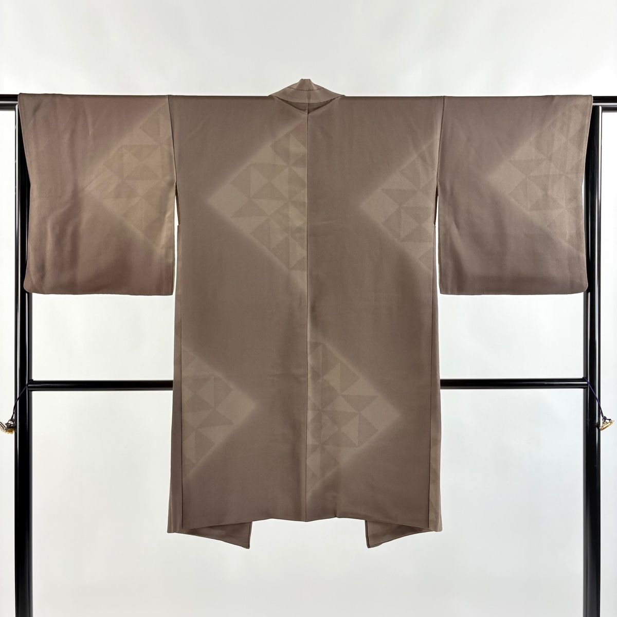 羽織 身丈99cm 裄丈64cm M 幾何学模様 ぼかし 焦茶色 正絹 名品