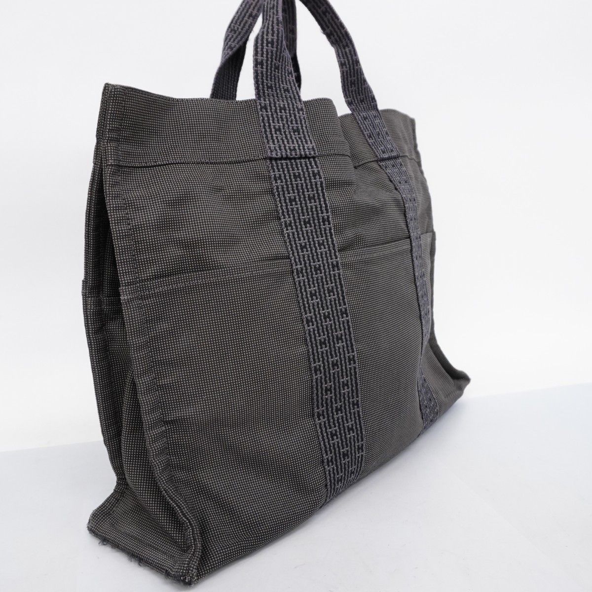 エルメス HERMES トートバッグ エールライントートMM ポリアミド×ポリエステル ダークグレー×黒 新型金具 バッグ □HERMES エルメス□ エールライン トートMM キャンバス トートバッグ